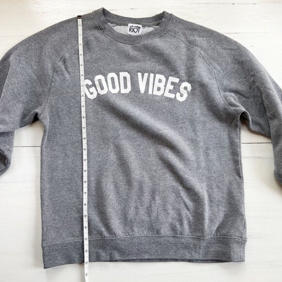 Sub_Urban Riot Good Vibes Graphic Crew Sweatshirt in Heather Grey XS - Picture 10 of 11